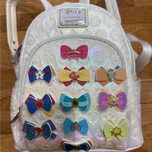 Loungefly Disney Princess Bows Iridescent Mini Backpack WITH matching wallet